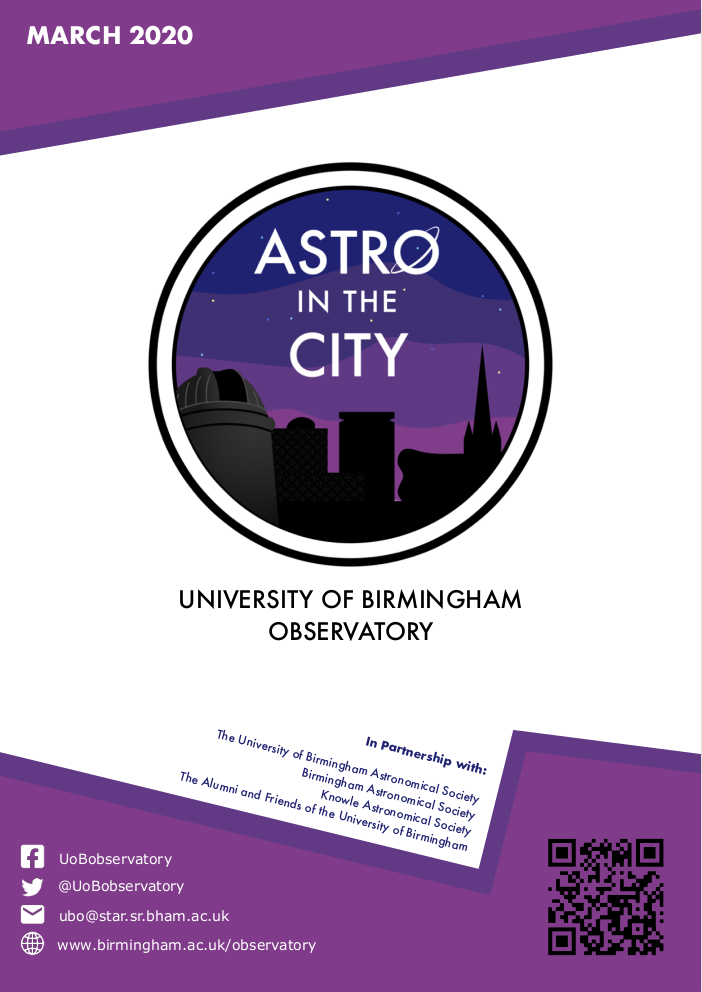 New programme cover, designed by Eddie Ross for the University of Birmingham Observatory